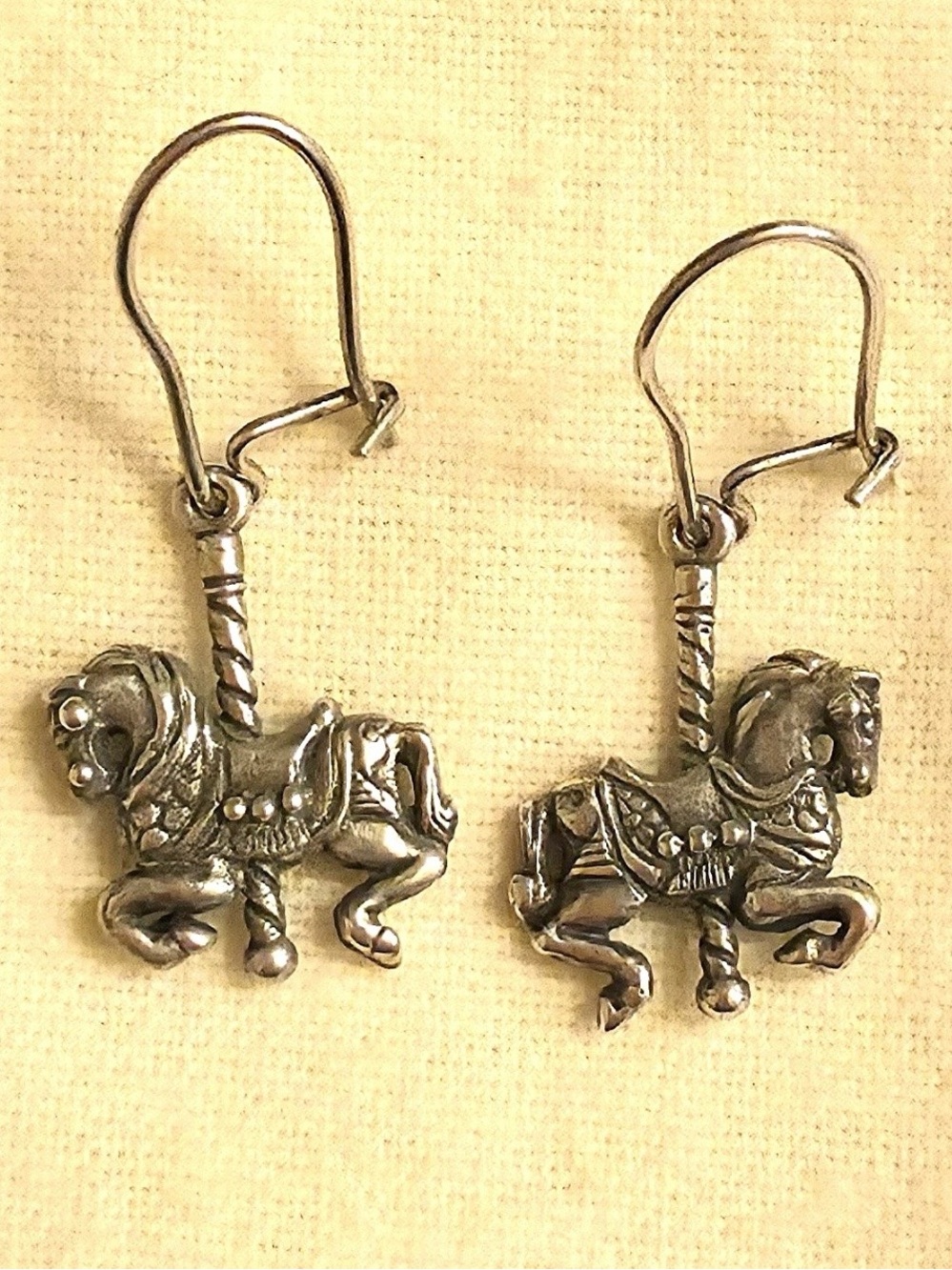 James Avery Retired Earrings Carousel Horse Dangle Sterling Silver 925 Signed